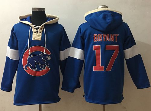 Cubs #17 Kris Bryant Blue Pullover MLB Hoodie - Click Image to Close